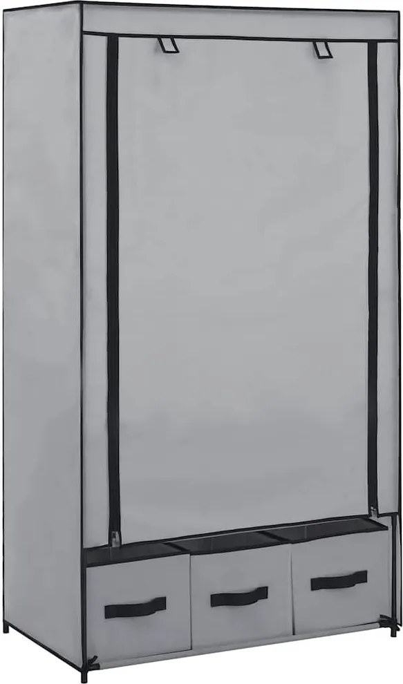 vidaXL szürke szövet ruhásszekrény 87 x 49 x 159 cm