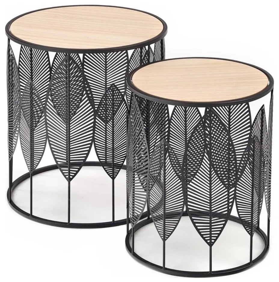 Halmar KÉSZLET 2x Kávésasztal FOLLA átm. 33/40 cm fekete HA0062
