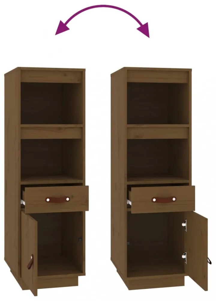 mézbarna tömör fenyőfa magasszekrény 34 x 40 x 108,5 cm