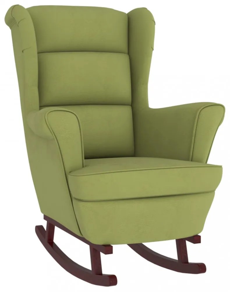 hintaszék, világoszöld bársony és tömörfa háttámlával