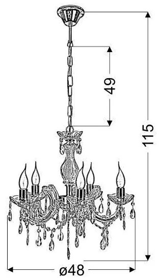 Csillár láncon MARIA TERESA 5xE14/40W/230V