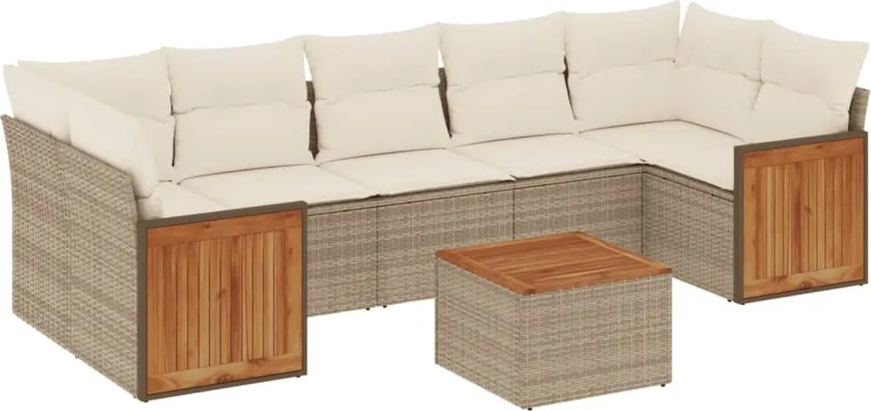 vidaXL 8 részes bézs polyrattan kerti ülőgarnitúra párnával