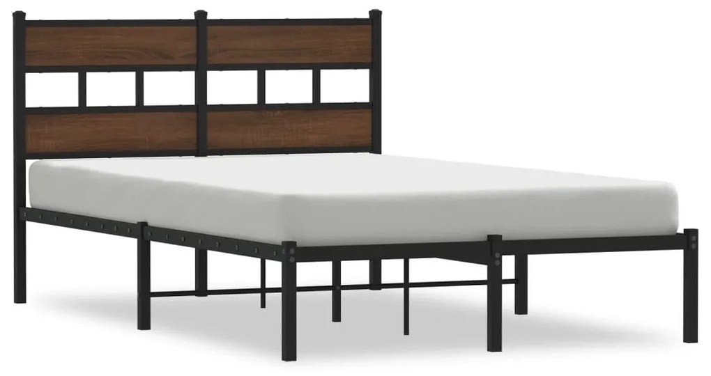 barna tölgy színű fejtámlás ágykeret matrac nélkül 120 x 190 cm