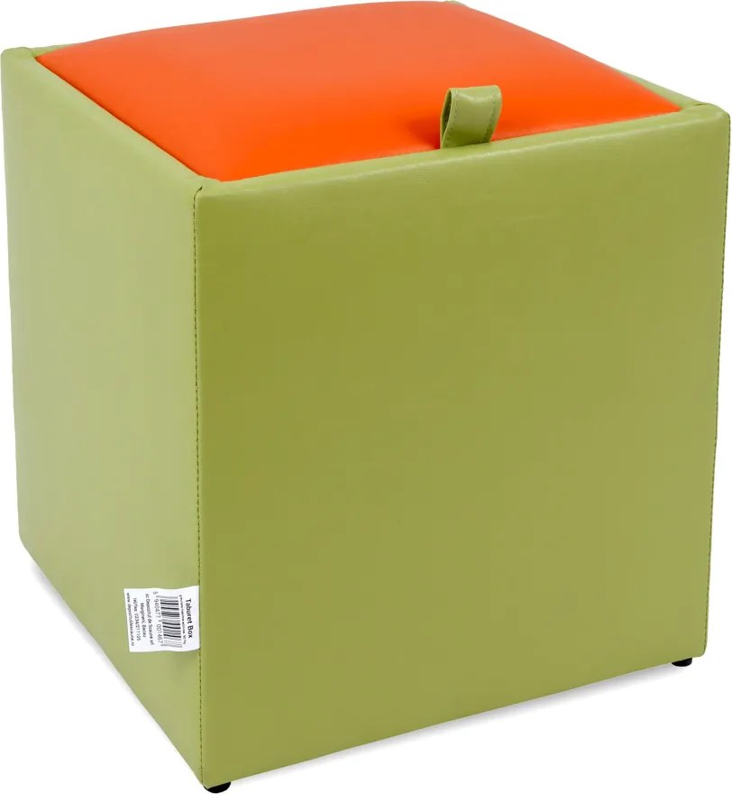 Box puff - műbőr, zöld/narancssárga - 21899/21895 R