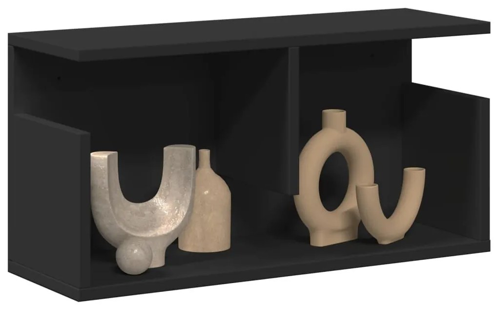fekete szerelt fa faliszekrény 60 x 20 x 30 cm