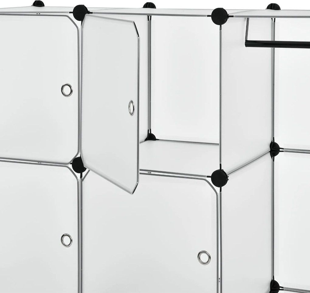 Ruhásszekrény 12 kombinálható rekesszel fekete színben