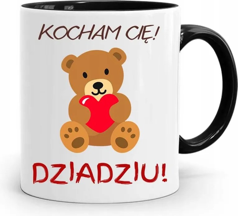 Bögre Fekete Ajándék Nagypapa Napjára Szeretlek! fényképes nyomattal