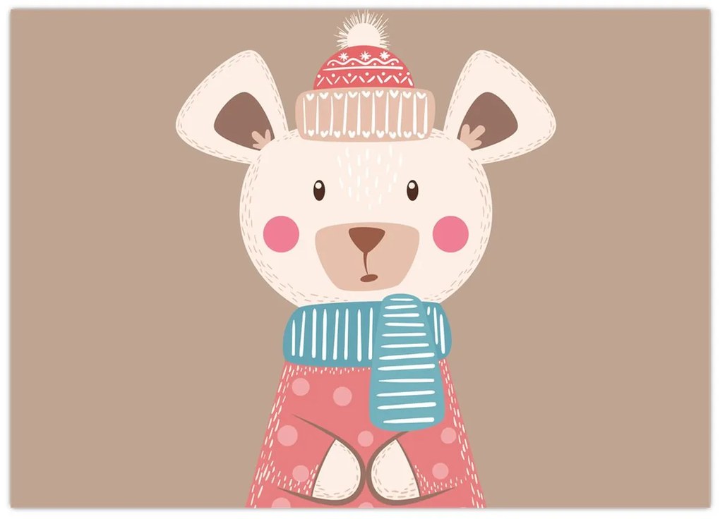 Üveg kép - Egér sállal (70x50 cm)