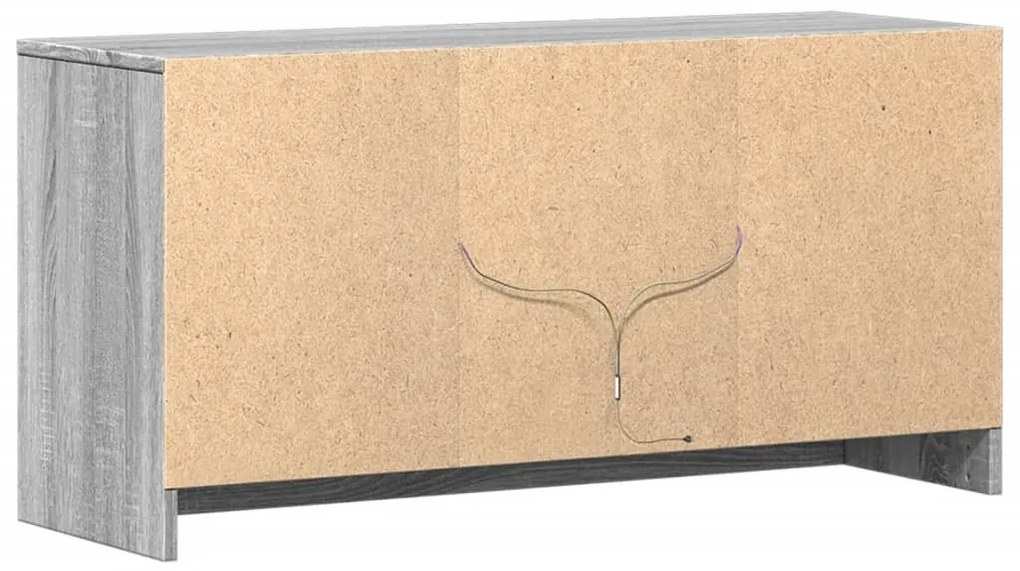 szürke sonoma színű szerelt fa LED-es TV-szekrény 100x34x50 cm