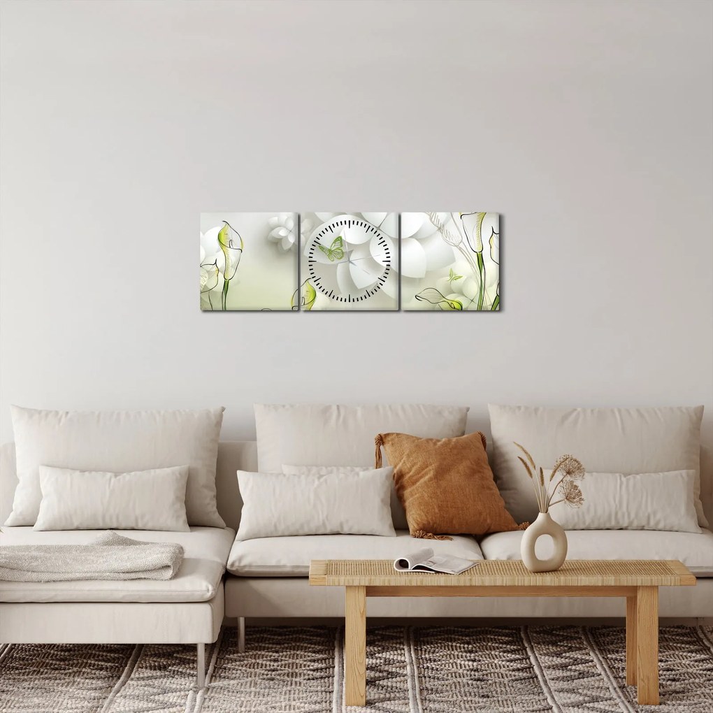 Kép virággal (órával) (90x30 cm)