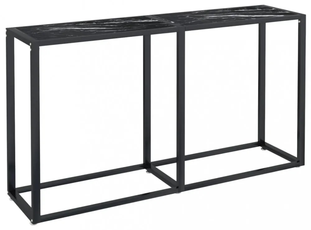 fekete márványszínű edzett üveg tálalóasztal 140 x 35 x 75,5 cm