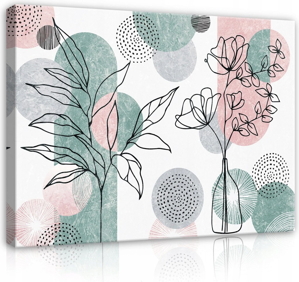 Vászonkép 100x75 Modern minimalizmus botanika vonalak pasztell nyugalom grafika