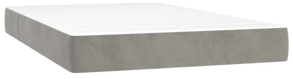 világosszürke bársony rugós és LED-es ágy matraccal 120x200 cm