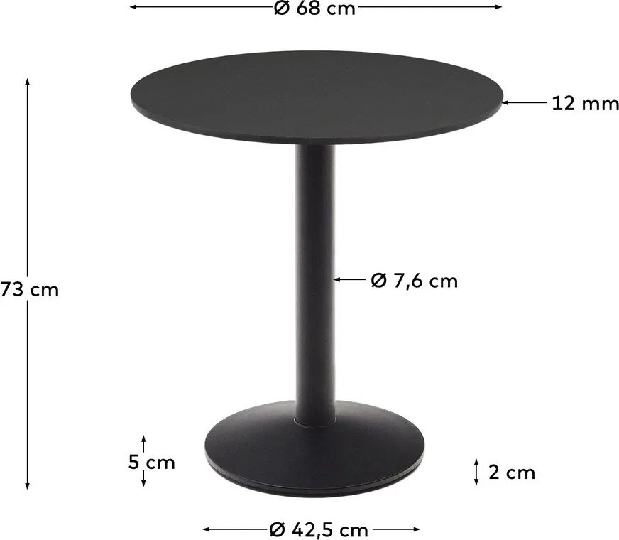 Fém kerek kerti étkezőasztal 68x68 cm Esilda – Kave Home