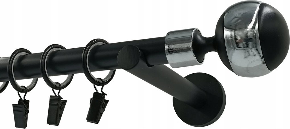 Függönykarnis szimpla Fém 19mm Gömb Black&amp;chrom 160cm