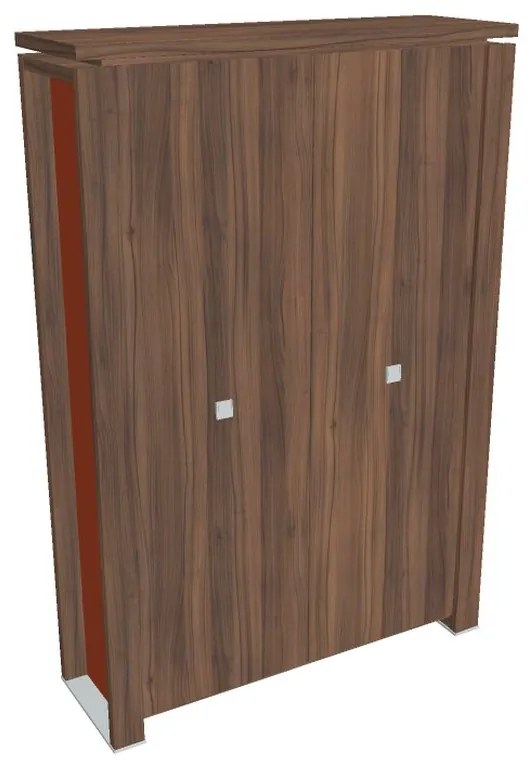 Verno+ S magas szekrény 140 x 46 x 210 cm, dió / narancs