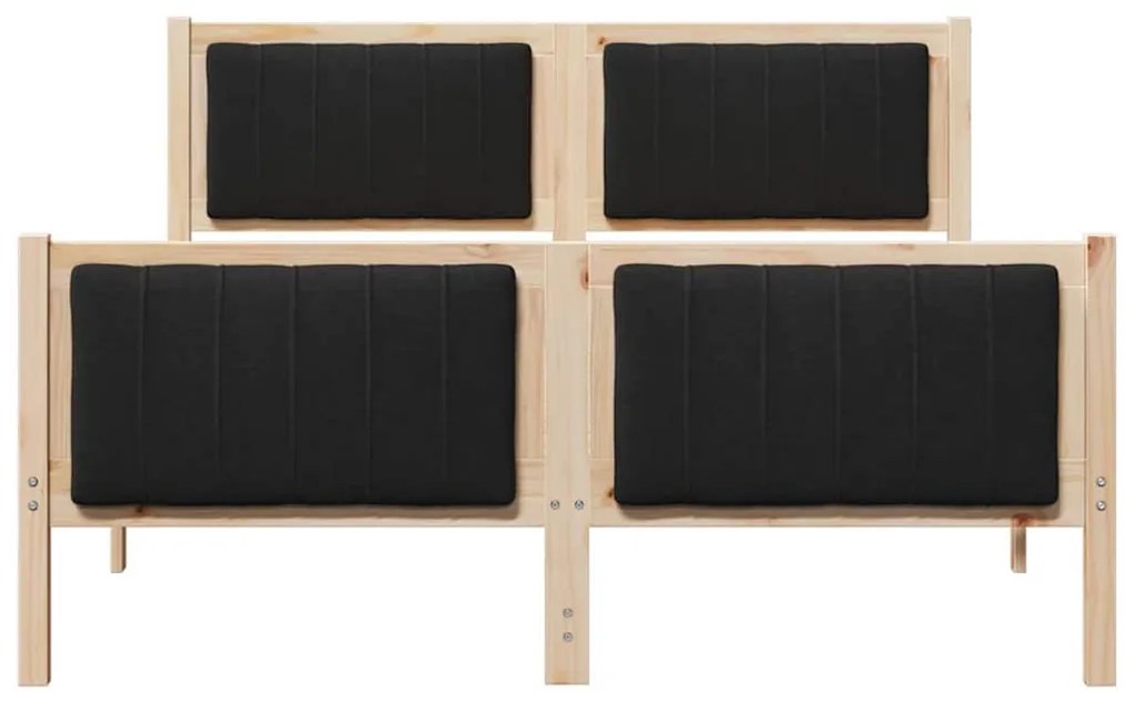 Ágykeret fejtámlával Barna és fekete 140 x 200 cm Tömör fenyőfa