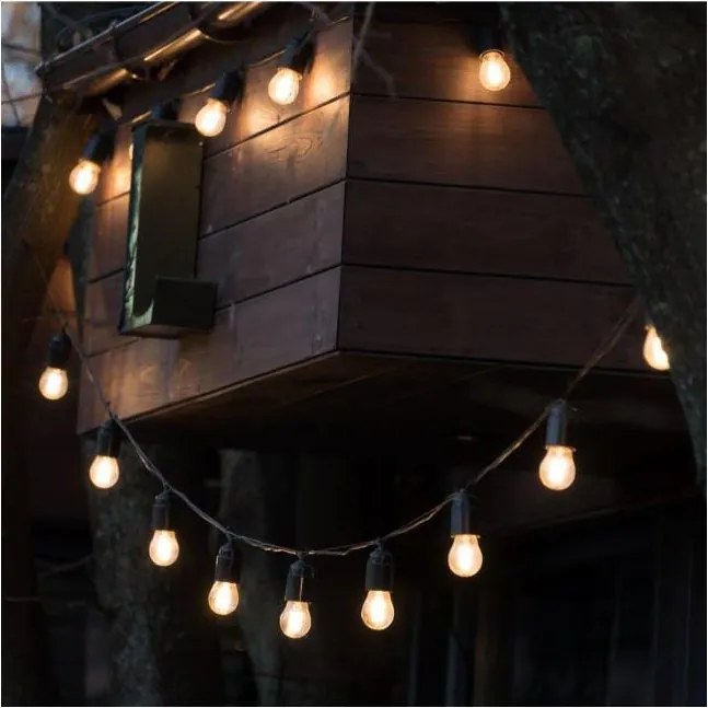 LED dimmelhető napelemes fényfüzér STARLIGHT NEO 20xE27/3,7V 2700K IP54 2400 mAh 21,5 m + távirányító