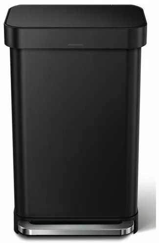 Simplehuman téglalap alakú pedálos szemetes 45 l,fekete, táskazsebbel
