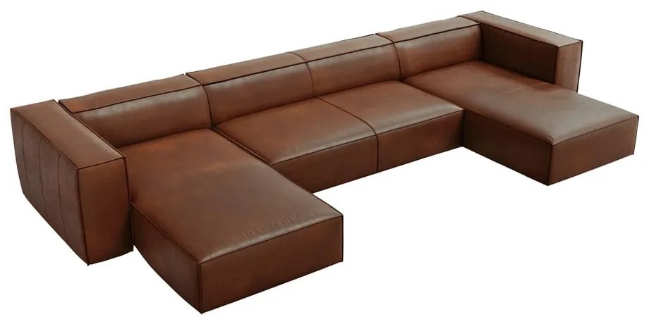 Konyakbarna bőr sarokkanapé ("U" alakú) Madame – Windsor & Co Sofas