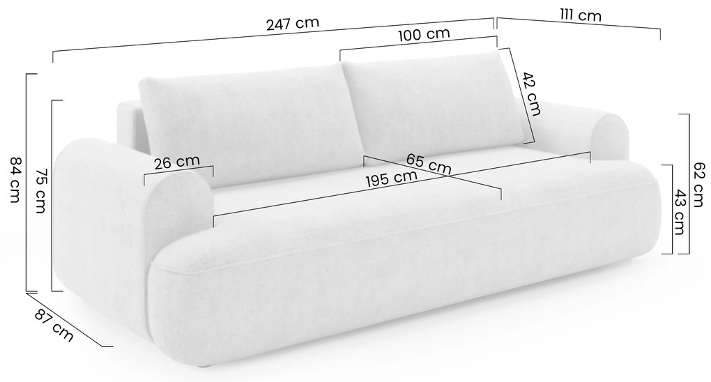 Lotulis kanapé ágyfunkcióval - krém vízlepergető Blur 01 szövet