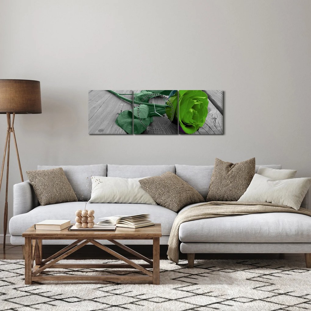 Kép - Zöld rózsa (órával) (90x30 cm)