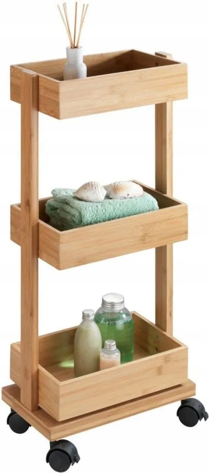 Könyvespolc Fürdőszobai Babakocsi 3 Polc Bambusz 100% Wenko