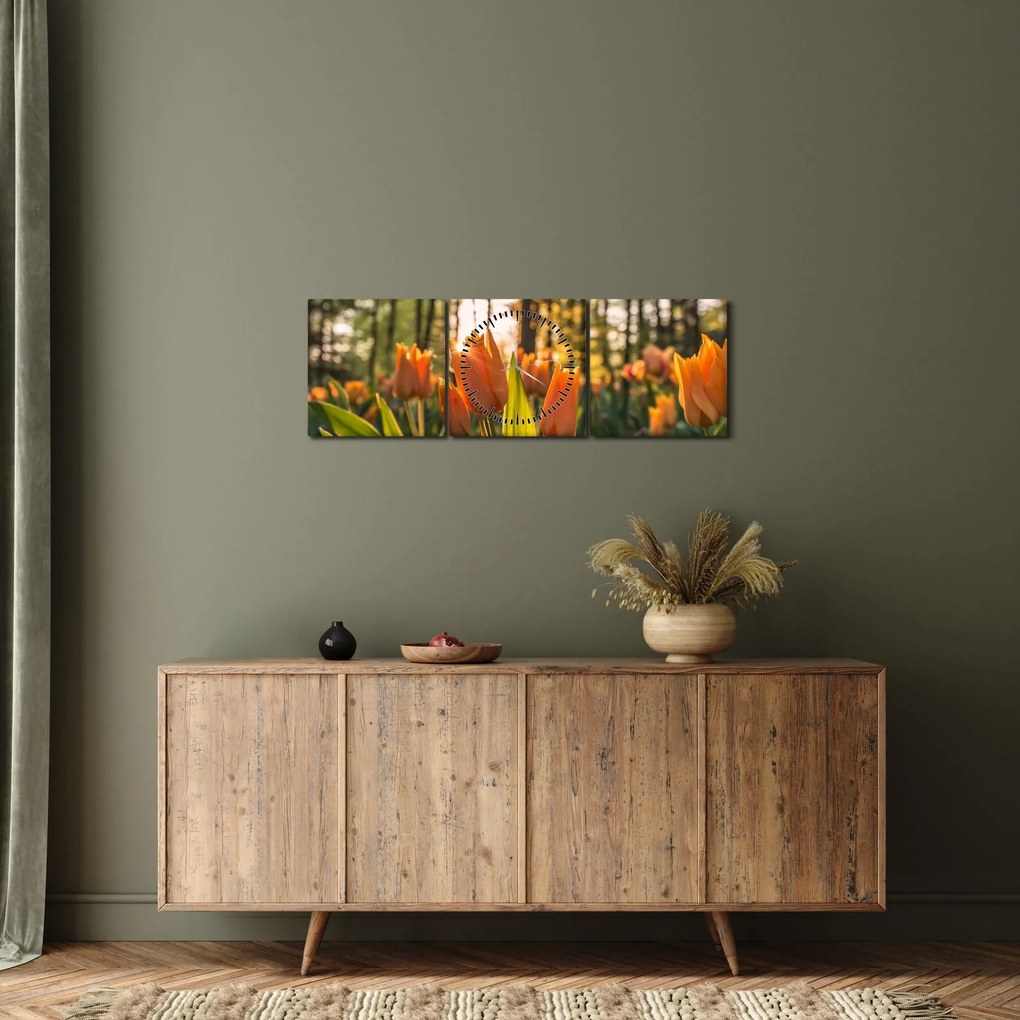 Kép - tulipánok (órával) (90x30 cm)
