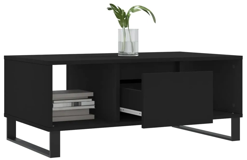 Fekete szerelt fa dohányzóasztal 90x50x36,5 cm
