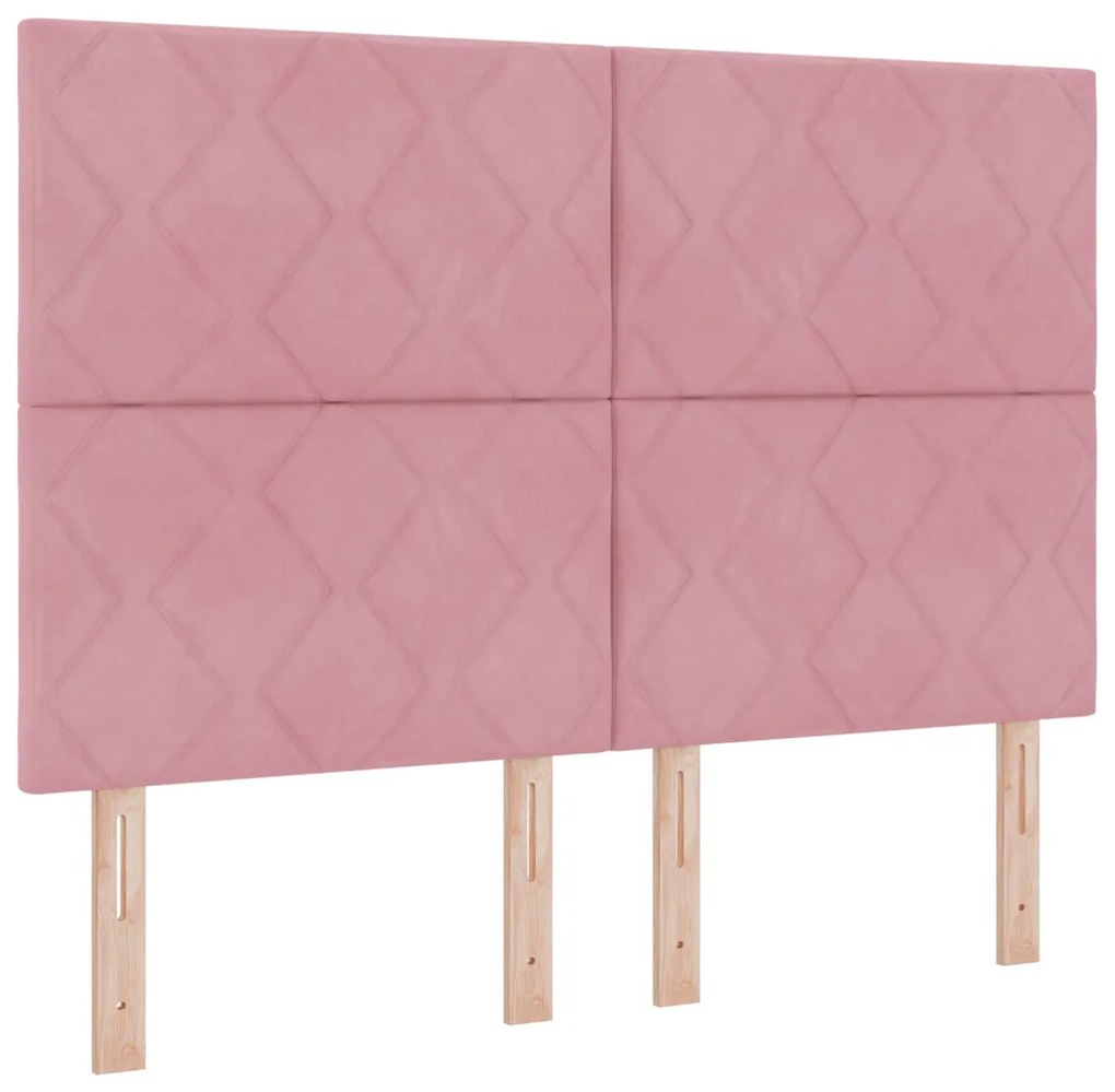 Box Spring Ágy Matraccal & Pad Rózsaszín 140x200 cm Bársony