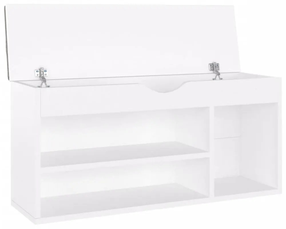 fehér szerelt fa cipőtároló pad párnával 104 x 30 x 49 cm