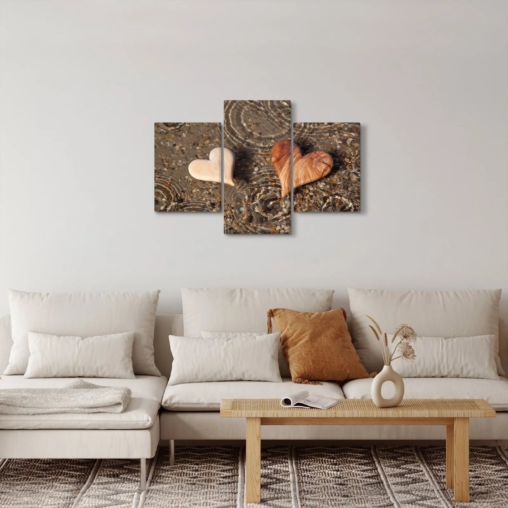 Kép - Fából készült szívek (90x60 cm)