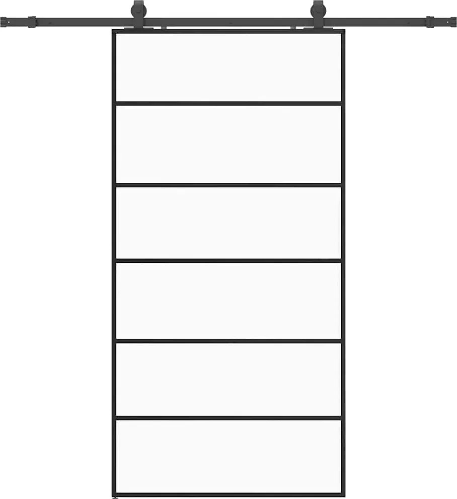 vidaXL fekete ESG üveg tolóajtó fémszerelvény-szettel 102x205 cm