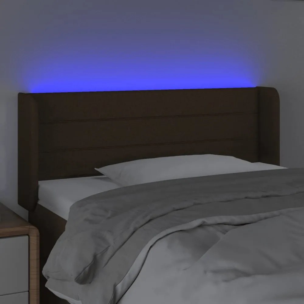 sötétbarna szövet LED-es fejtámla 83 x 16 x 78/88 cm