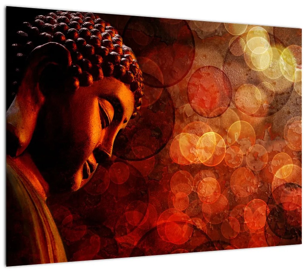 Kép - Buddha piros tónusokkal (üvegen) (70x50 cm)