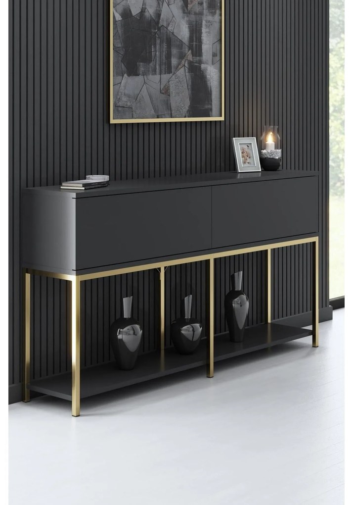 Konzolasztal Lord - Anthracite, Gold