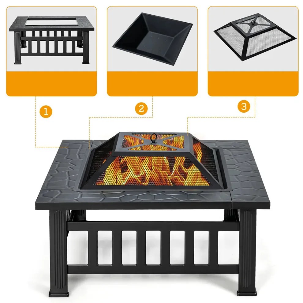 3 az 1-ben tűzrakóhely szikrahálóval