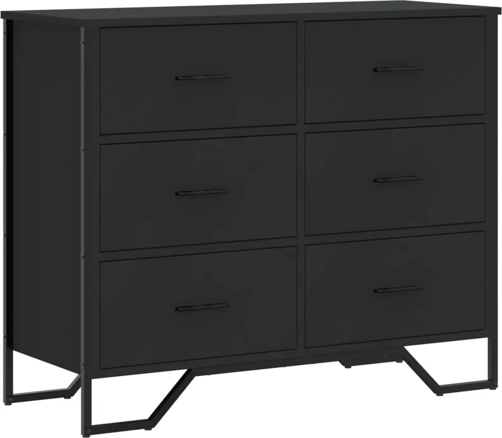 vidaXL fekete szerelt fa komód 91 x 35,5 x 74,5 cm