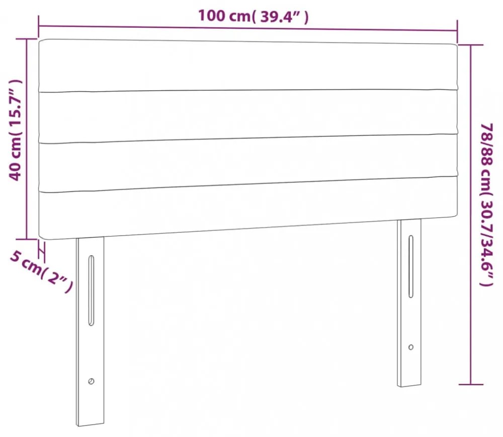 sötétszürke szövet LED-es fejtámla 100x5x78/88 cm