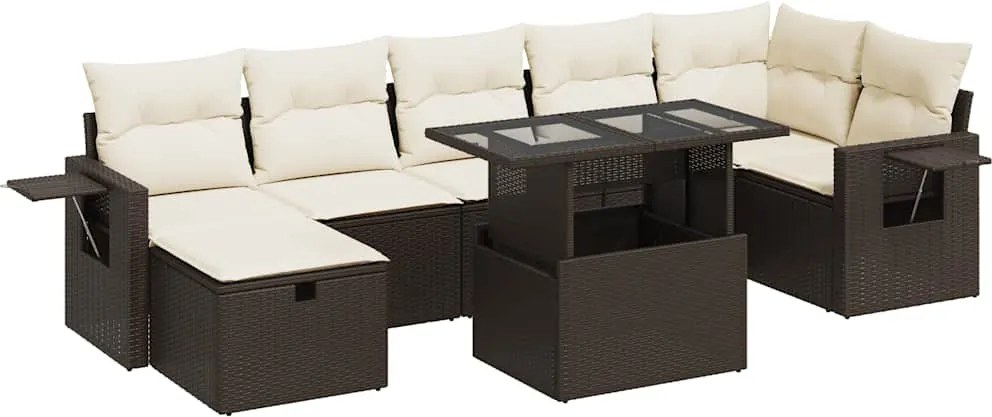 vidaXL 8 részes barna polyrattan kerti ülőgarnitúra párnákkal