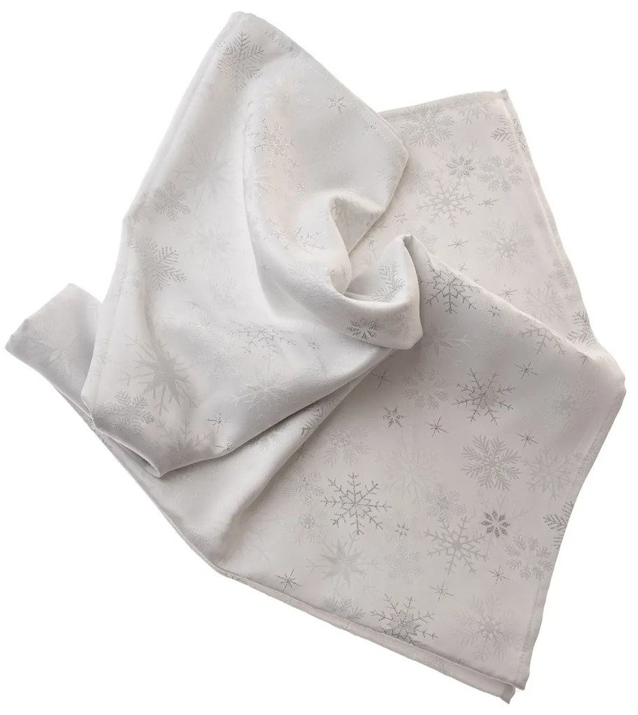 Hópelyhek vízálló karácsonyi abrosz ezüst, 140 x 140 cm