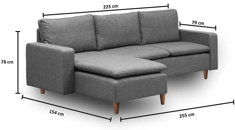 Szürke sarokkanapé (bal oldali) Lungo – Balcab Home