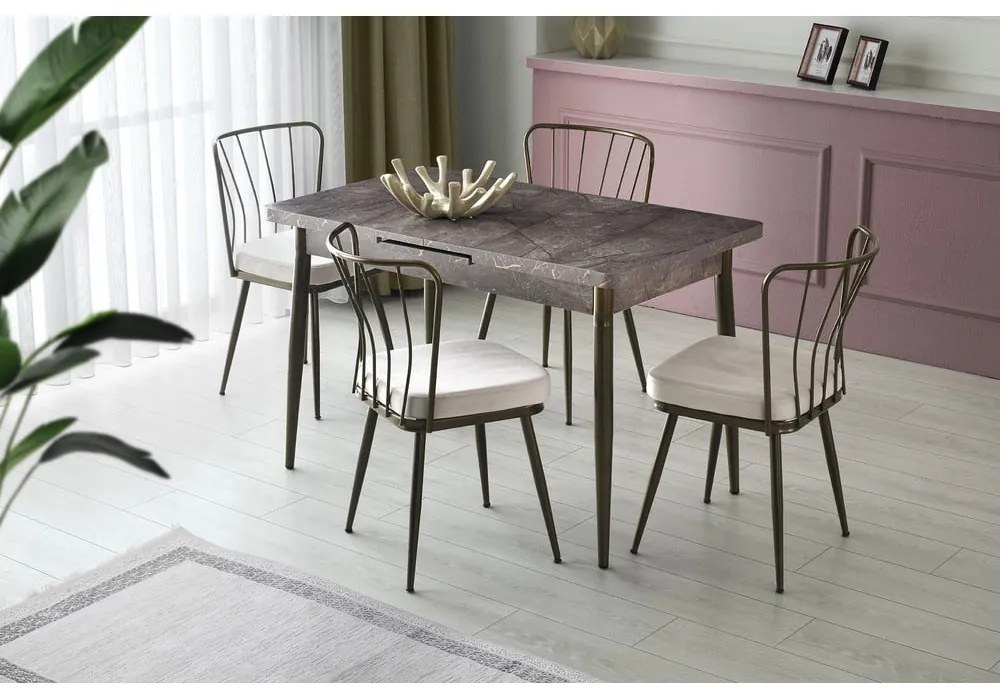 Szürke fém étkezőszék szett 2 db-os Yildiz – Kalune Design