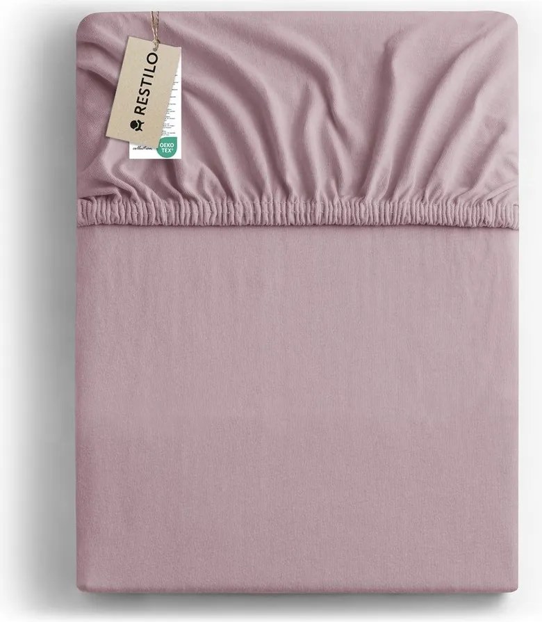 Törtrózsaszín gumis jersey lepedő 90x200 cm Amber – Restilo