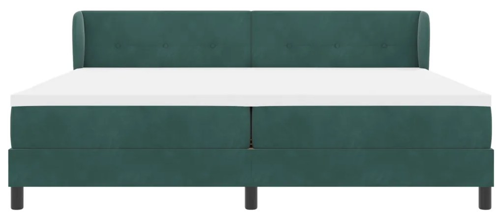 Boxspring Ágy Matrac Középsötét Zöld 200x200 cm Bársony