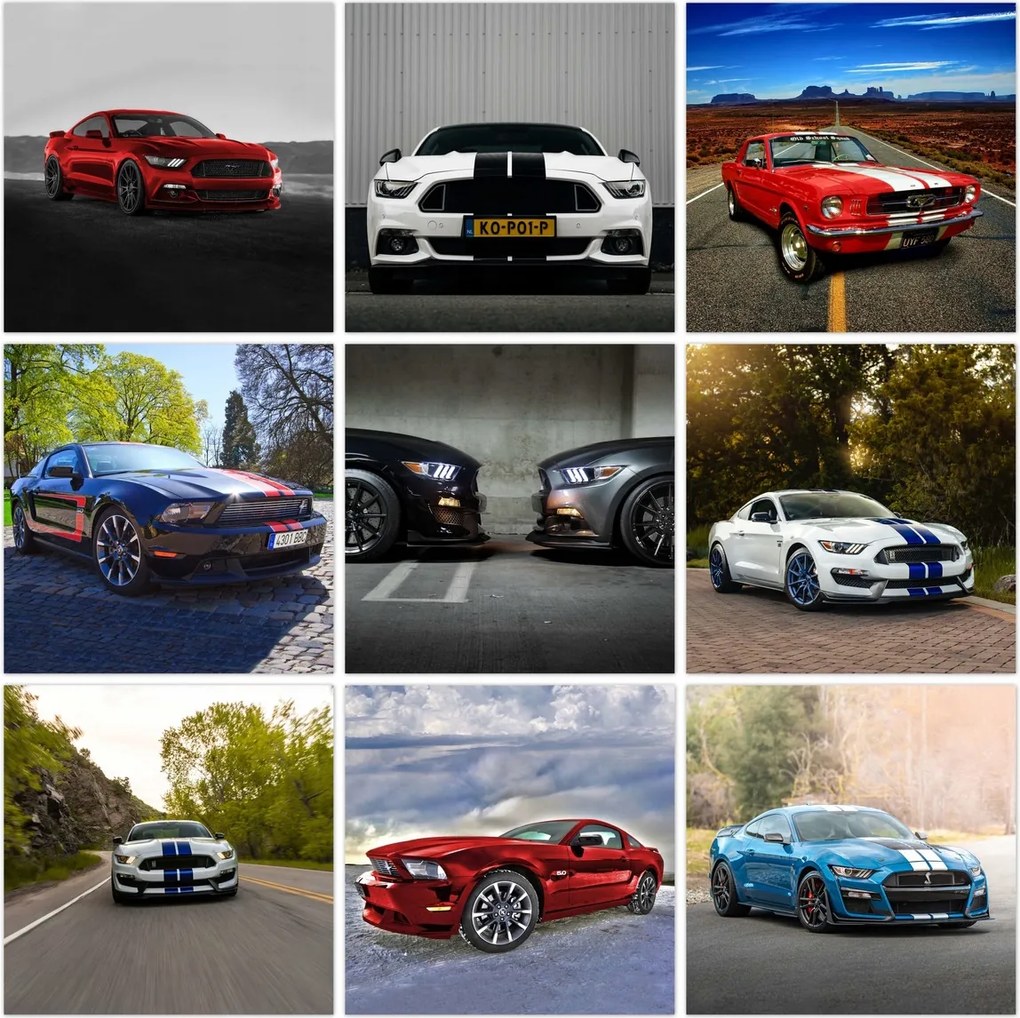 Poszter szett 9x 30x30 Mix Verdák Ford Mustang