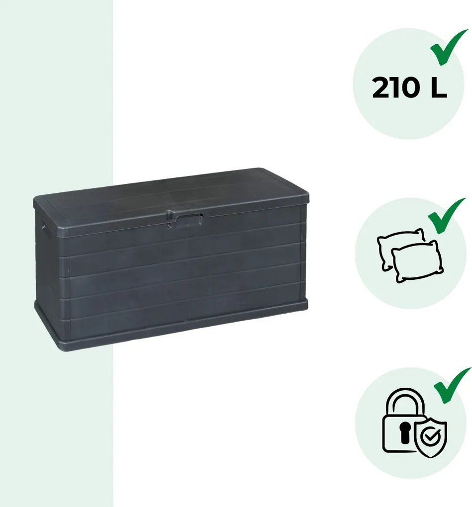 OMEGA tárolódoboz, 210L, 117x38x56cm, antracit I.P.A.E-Progarden