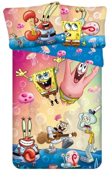 SPONGABOB PARTY színes mikroszálas gyerek ágyneműhuzat Ágyneműhuzat mérete: 70 x 90 cm | 140 x 200 cm