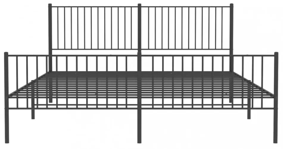fekete fém ágykeret fej- és lábtámlával 200 x 200 cm