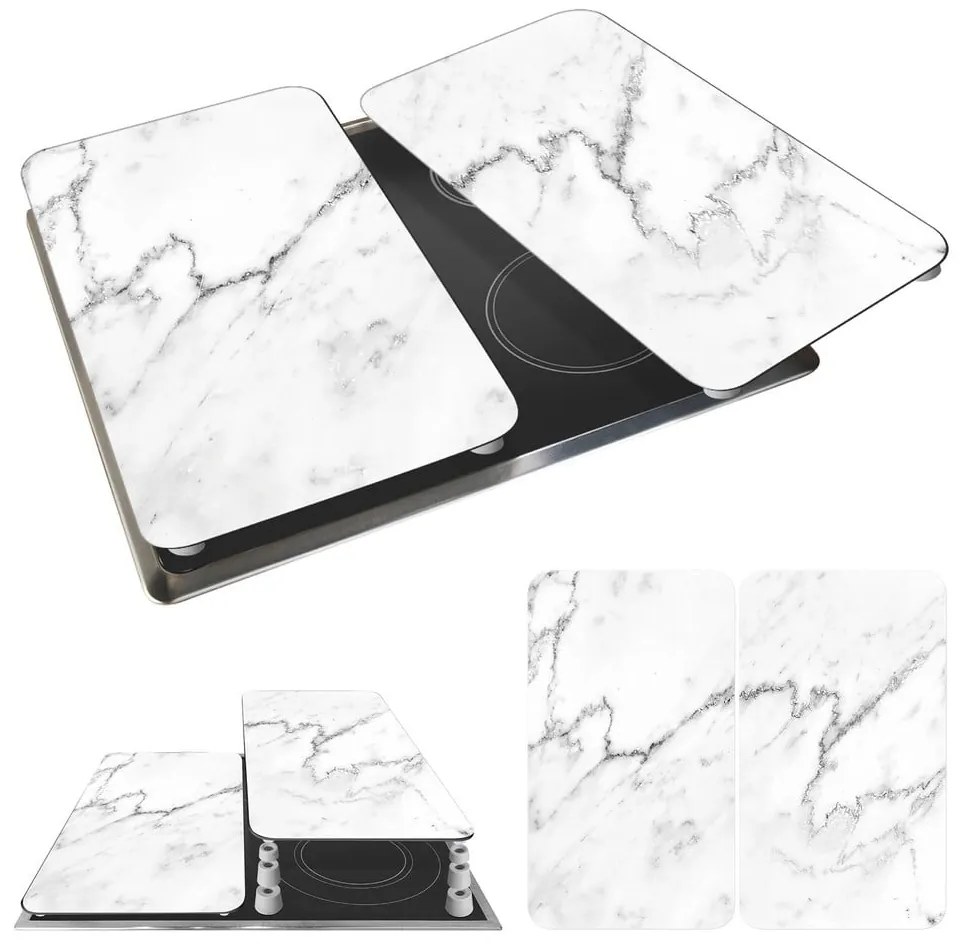 Edzett üveg tűzhely fedőlap szett 2 db-os 30x52 cm Marble – Wenko